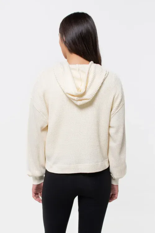 Hoodie Waffle Knit para Mujer