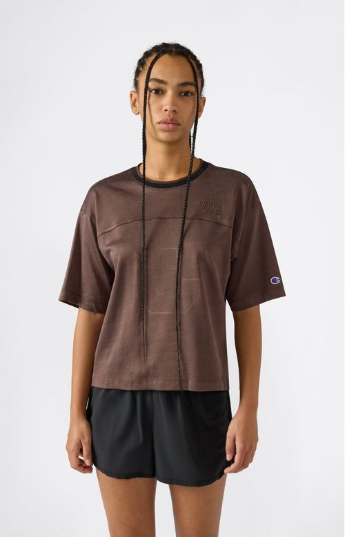 Remera de cuello redondo con gráfico numérico para mujer