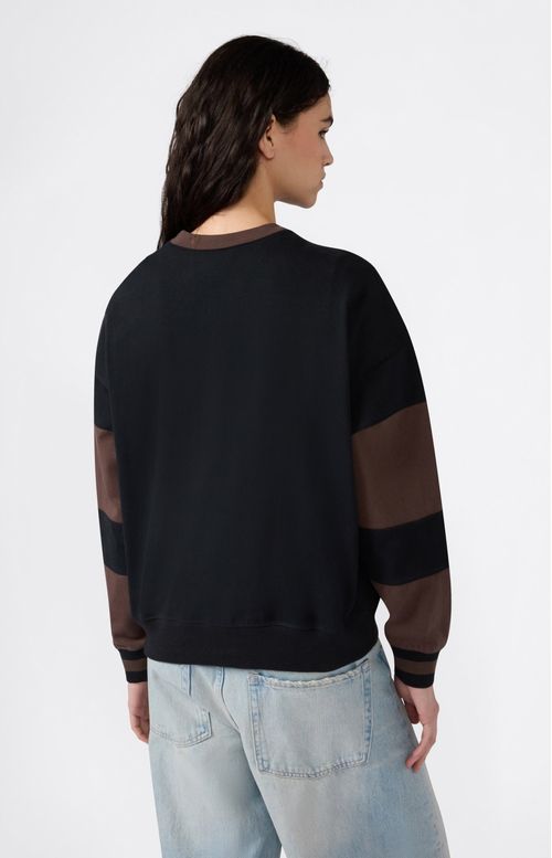 Buzo de cuello redondo a rayas para mujer