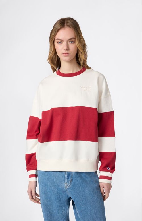 Buzo de cuello redondo a rayas para mujer