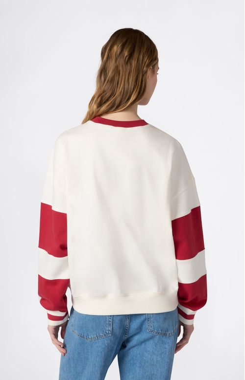 Buzo de cuello redondo a rayas para mujer